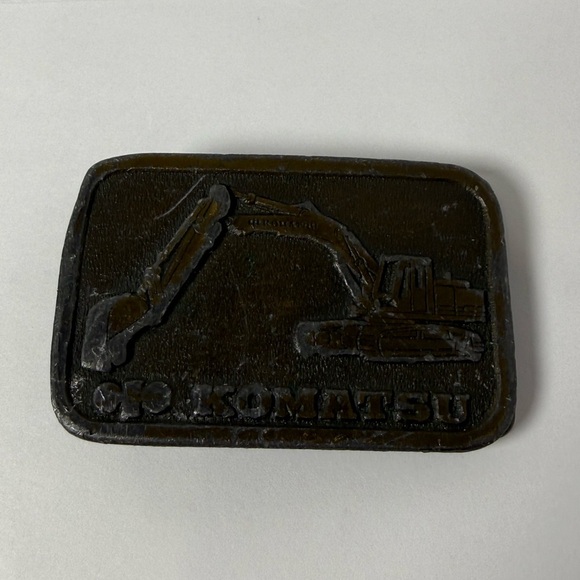 Vintage KOMATSU Construction Heavy Equipment Machinery Belt Buckle Excavator USA